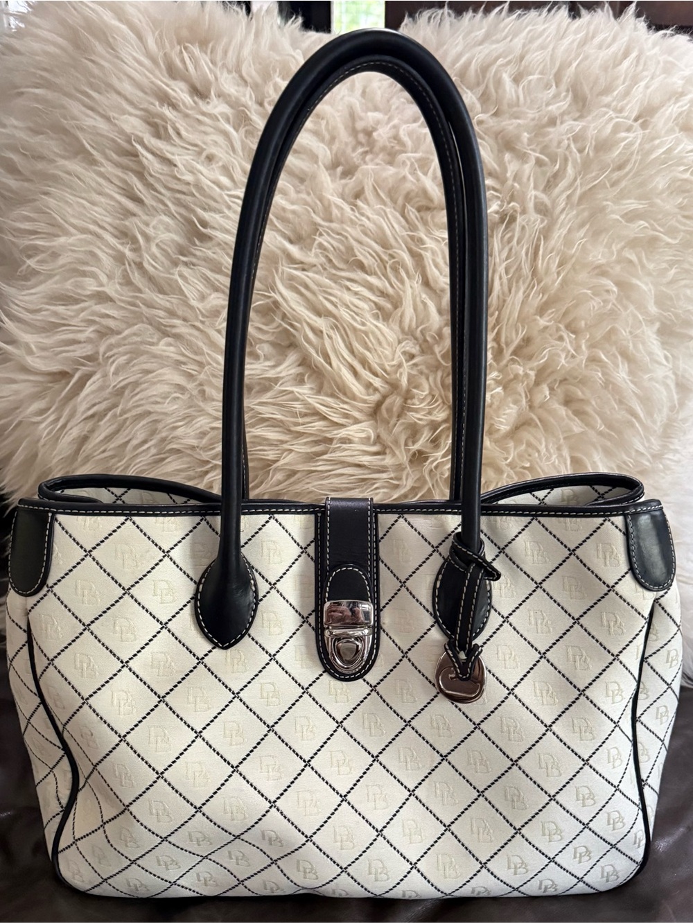 Dooney & Bourke Black and Cream Quilted Tote